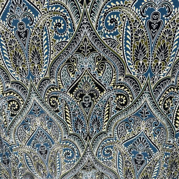 J Jill Wearever Collection Dress Petite Large Blue Paisley Jersey Knit Office - Picture 13 of 13